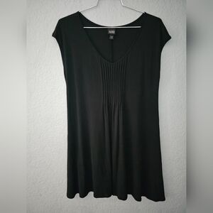 Eileen Fisher Black Sleeveless Pintuck Front Silk Dress Size L